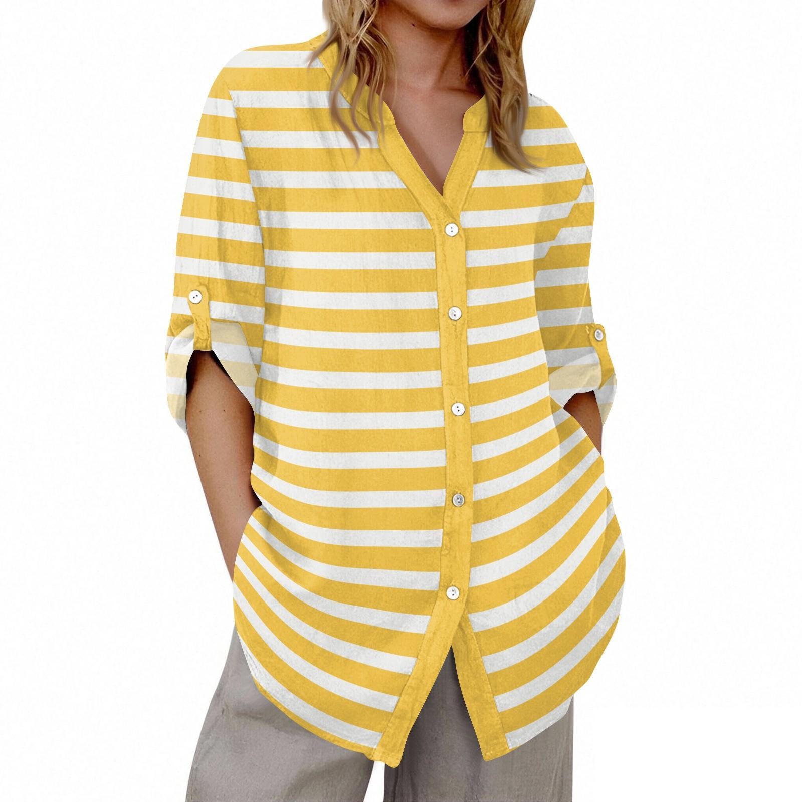 

Women s V-neck 3/4 Sleeve Printed Cardigan M жовтий