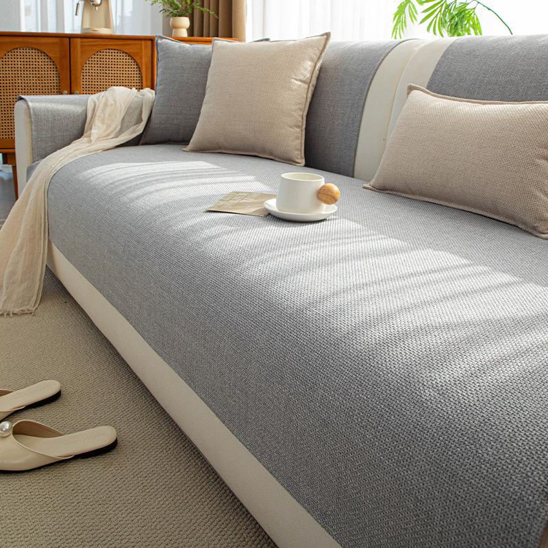 Imitation Cotton and Linen Sofa Cushion Solid Color Minimalist Slip Cushions Anti Wrinkle Wear-resistant Non Shrinking Couch Protection Pads