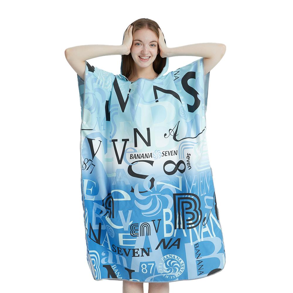 

Surf Poncho Towel Poncho Quick-Dry Towel Hoodie Microfiber Beach Robe Changing Poncho Swim Towel Beach Poncho for Adults (A12) синій