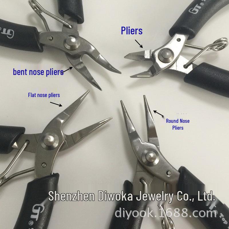 Taiwanese Pliers Set: Round, Flat, Bent Flat, Needle Nose, and Cutting Pliers for DIY Jewelry Making. Round Nose Pliers 1 piece