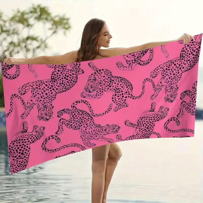 Black Gold Cheetah Print Beach Towel Wild Animal Exotic Pattern Quick Dry Soft Absorbent Sand Free Towel for Summer Travel