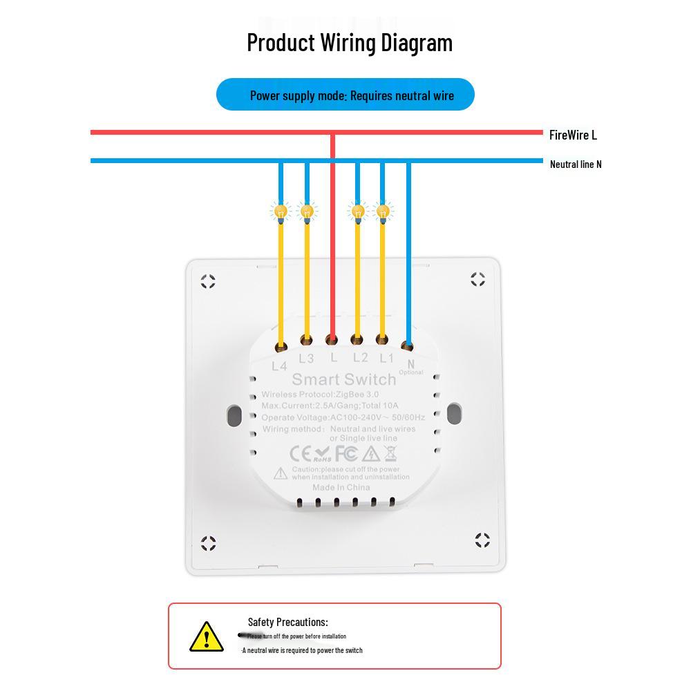 Graffiti Zigbee Smart Switch: Universal Single Live/Neutral 86-Type Button with Magnetic Holding Relay for All-Room European/British Use.