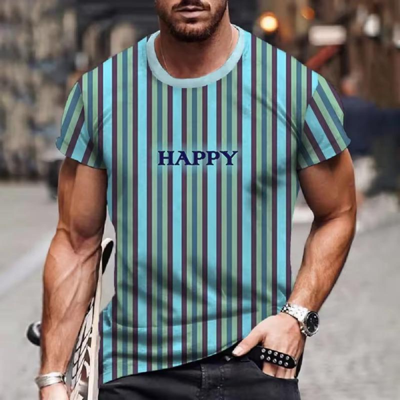 

Полосатая футболка для мужчин с буквами и 3D-принтом, мужская одежда, свободная рубашка оверсайз, уличный тренд, повседневные футболки с короткими рукавами, топ 5XL