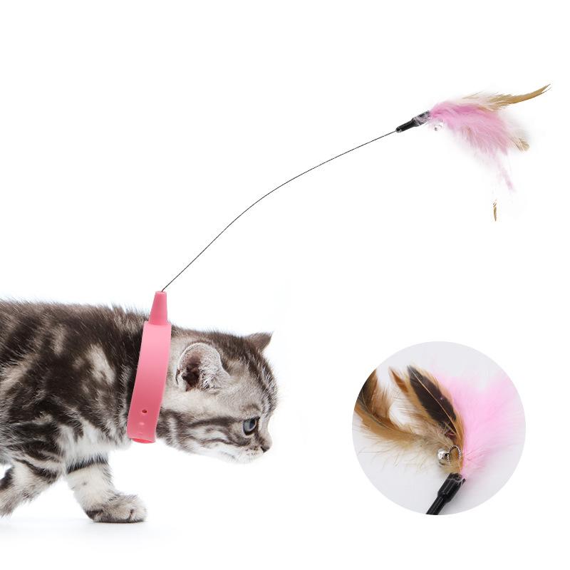New Interactive Cat Teaser Neck Collar Toy Self-Entertainment With Feather Bell Pet Supplies For Cats Kittens