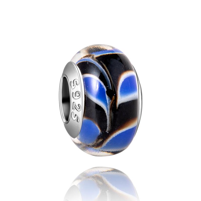 Murano Glas Serie Kupfer Weiß Herzförmiger Anhänger Passend für Armband Damen Exquisite Schmuckaccessoires Geschenke