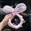 Custom Logo OMG Bowknot Wash Face Hairband Rabbit Cat Ear Cute Plush Lady Soft Women Elastic Hair Band Flannel Make up Headbands