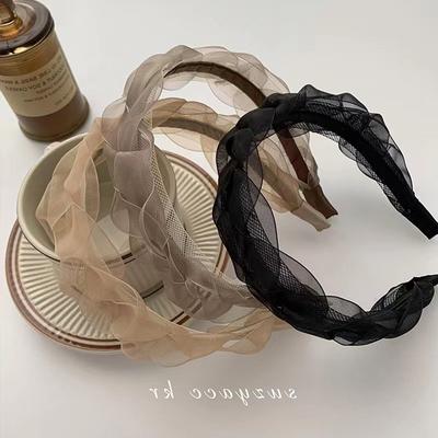 Modische Sommer-Netz-Haarbänder für Damen und Mädchen Koreanisches Designer-Satin-Rüschen-Stirnband Damen Kopfschmuck Geschenk Haaraccessoires