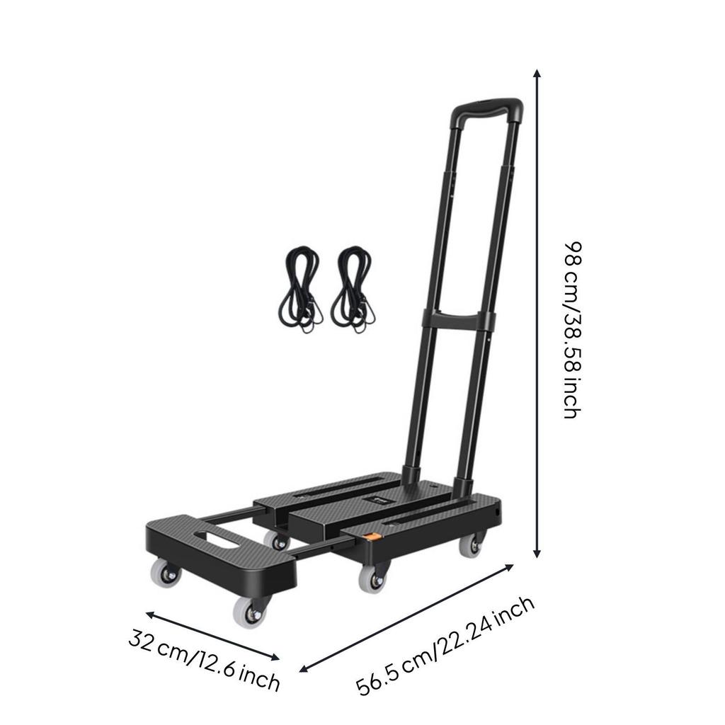 Foldable Transport Cart Thickened Iron Frame Rolling Hand Truck Multipurpose