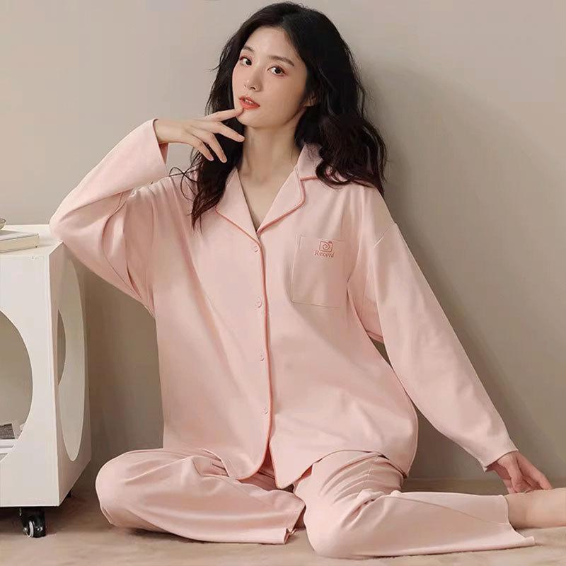 Fresh and sweet wind imitation cotton pajamas women's spring and autumn cute strawberry cardigan long-sleeved women's loungewear set autumn