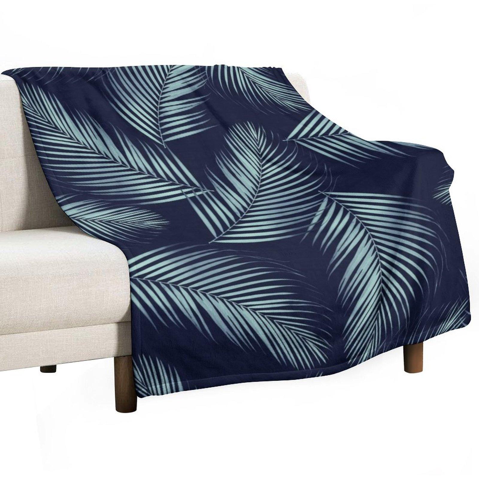 

Palm Leaves Pattern - Navy Blue Mint Cali Vibes #1 #tropical #decor #art Throw Blanket Thermals For Travel for babies Blankets 30x40in