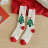 Snowflake Elk XmasTree Christmas Stocking Coral Fleece Thicken Floor Socks Fluffy Socks  For Women