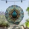 1pc Mandala Flower Pattern Wind Spinner, Metal Garden Wind Chime, 360° Rotating Hanging Decor for Yard