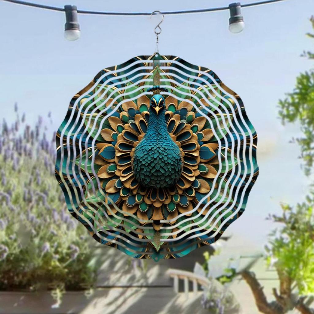 1 Stück Mandala Blumenmuster Windspiel, Metall Gartenwindspiel, 360° drehbare Hängedekoration für den Garten