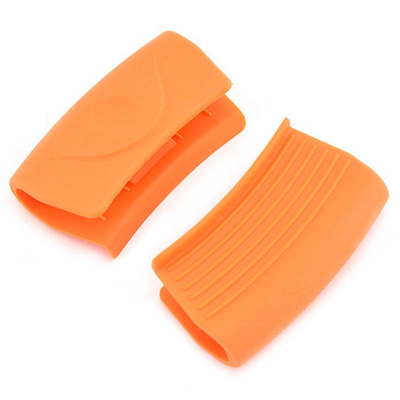 2Pcs/Set Silicone Heat Resistant Clip Non-Slip Handle Cover Heat Pot Clips оранжевый