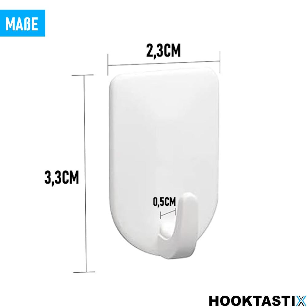 HOOKTASTIX Klebe Haken Selbstklebend Wand Halter ohne bohren 2kg [6er Set]