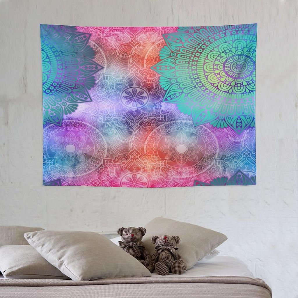 Vintage Bohemian Tapestry Wall Hanging Colorful Mandala Indian Pattern Tapestries Home Decor for Living Room Bedroom Apartment