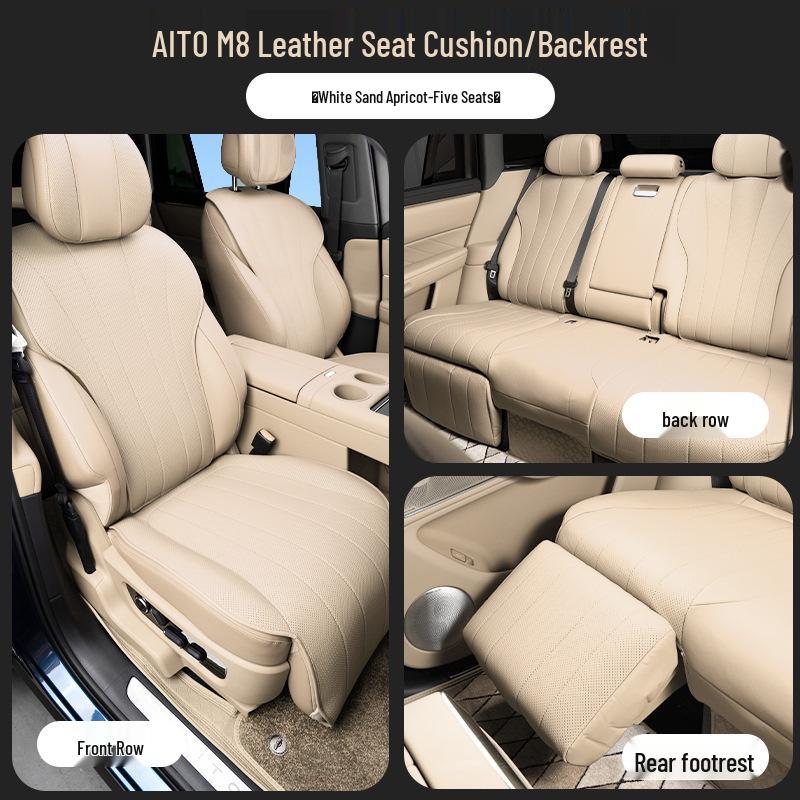 AITO M8 Nappa Leather Seat Cushion: Full Car, Five-Seat, Four Seasons, Eco-Friendly Ventilation, Auto Interior Accessories.