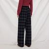 UNIFREE Women's Plaid Fleece-Lined Wide-Leg Trousers