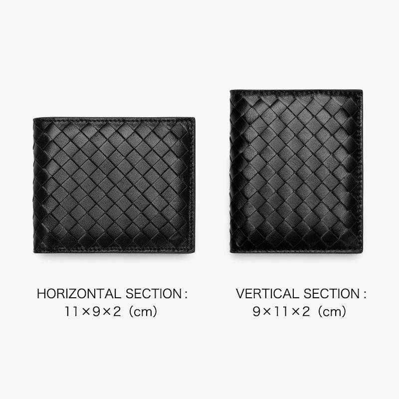 High-end woven wallet generation RFID medium and long loose-leaf wallet leather black hand bag