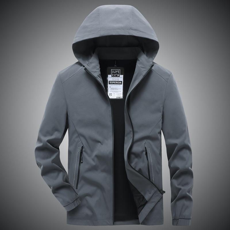 Jacket Men Hooded Solid Color Autumn and Winter Men Korean Version of Slim Youth Joker Outdoor Leisure Joker Coat.