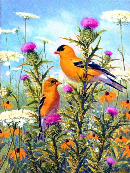 Diy Diamond Painting Bird Home Decor Mosaic Spring Flower Animal Embroidery Handmade Gift Wall Stickers