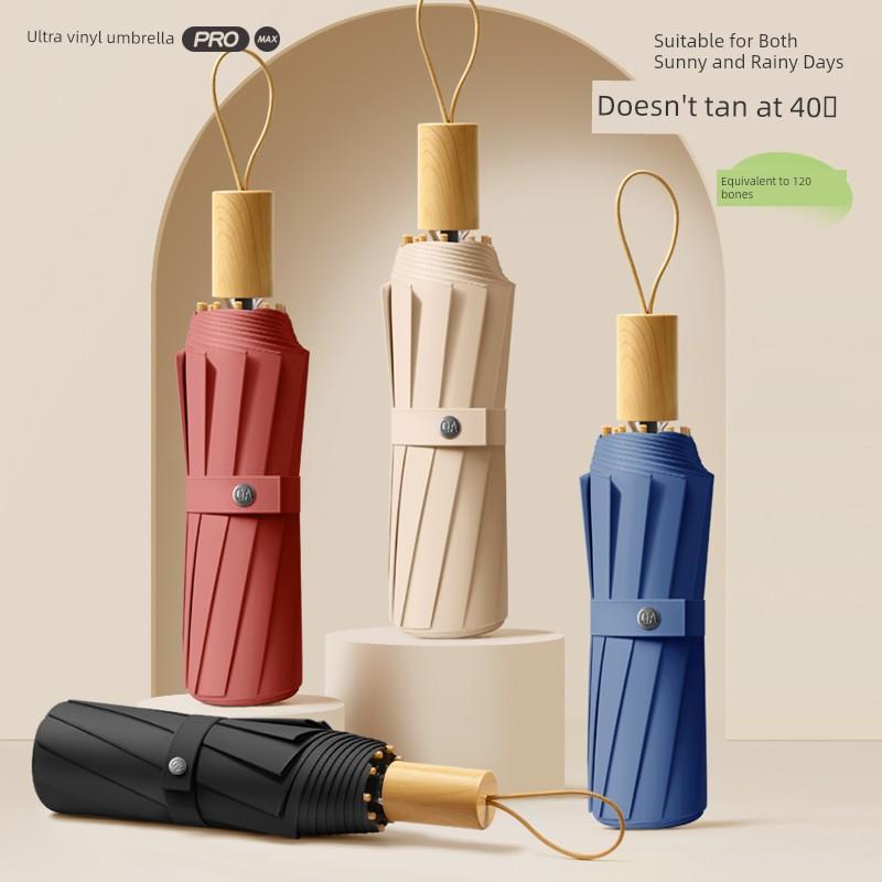 120-Rib Folding Manual Umbrella, Enlarged, Thickened, Reinforced, Men's Sunshade Umbrella, Sun Protection Umbrella, Dual-Use for Sun and Rain