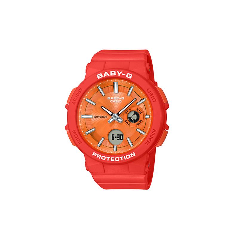 

Casio BABY-G Beautiful Bright Color Waterproof Sports Watch Quartz Movement Resin Strap Japanese and Korean Watch Women s Watch Orange Dial BGA-255-4A