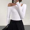 Sexy One-shoulder Slanted Shoulder Bottoming Shirt Women's Spring Autumn Long Sleeved T-shirt Fashion Casual Skinny Hollow Tight Off-shoulder Top