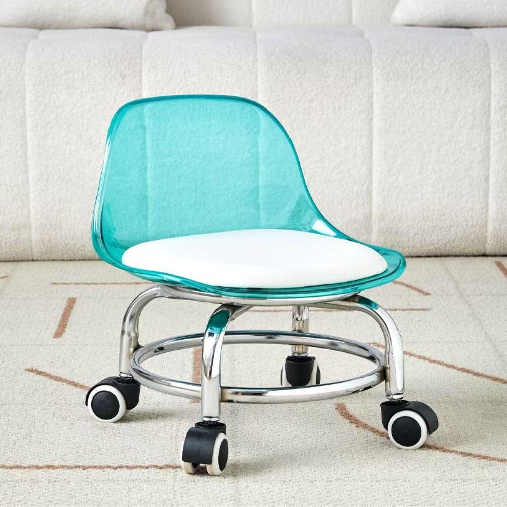Acrylic Low Stool Universal Wheel Shoe Changing Stool Backrest Stool Changing Shoes Use