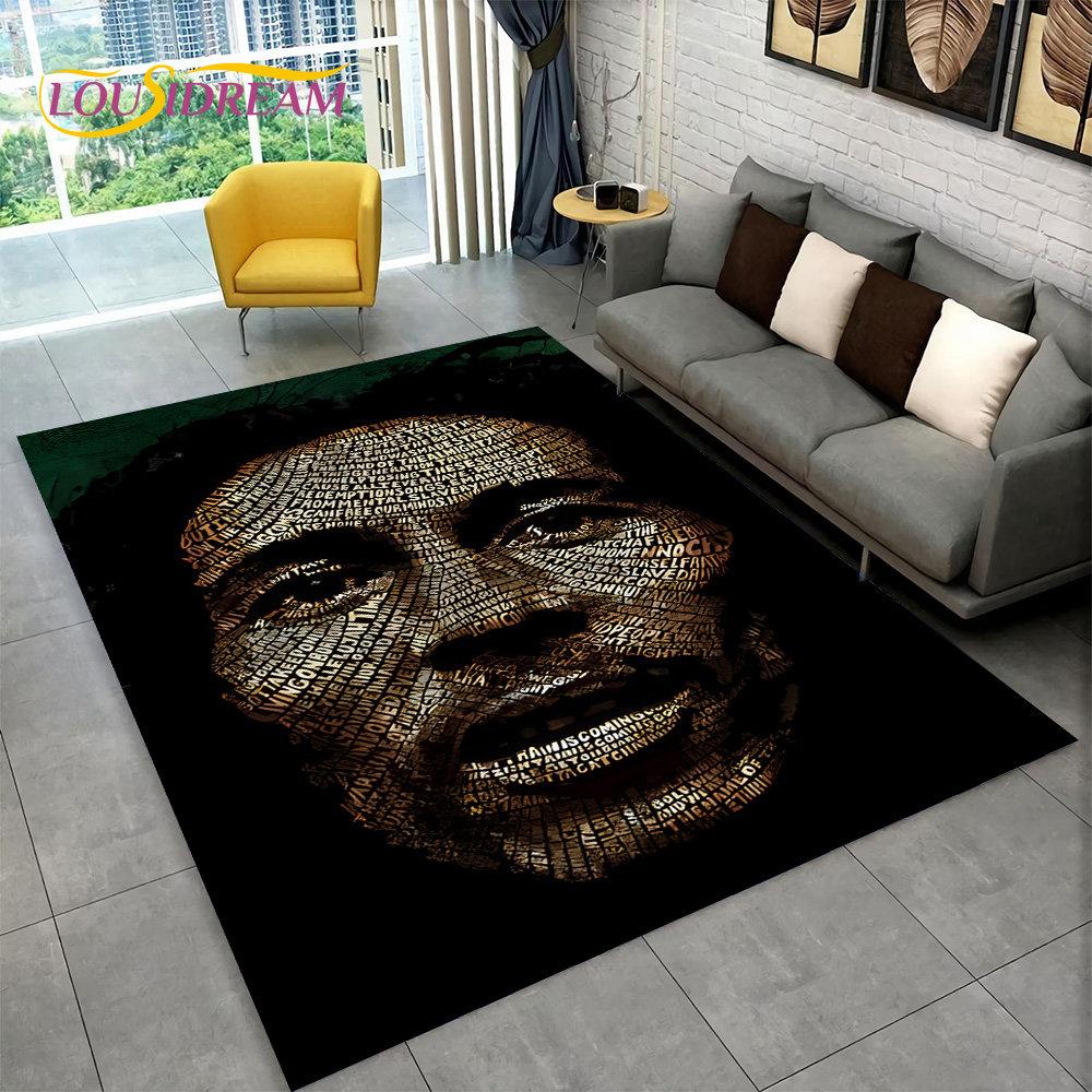 Bob Marley Reggae Music Maple Leaf Jamaican Area Rug,Carpet Rug for Living Room Bedroom Sofa Doormat Decor,Non-slip Floor Mat