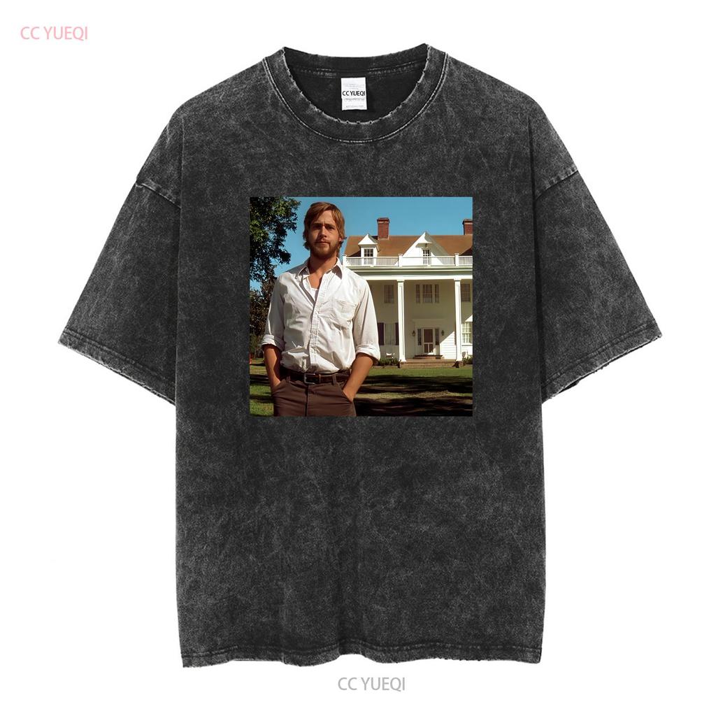 Ryan Gosling Pamiętnik Noah Bawełniany T-shirt Heavy Długi lub krótki rękaw vintage Prany ubrania projektanta mody Miękki Casual