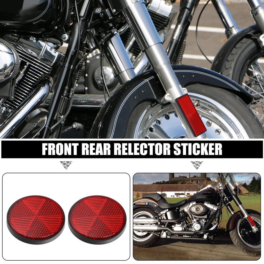 uxcell 4pcs Universal Round Red Front Lower Fork Reflector Sticker Rear Saddlebag Reflective Cover with 6mm Screws
