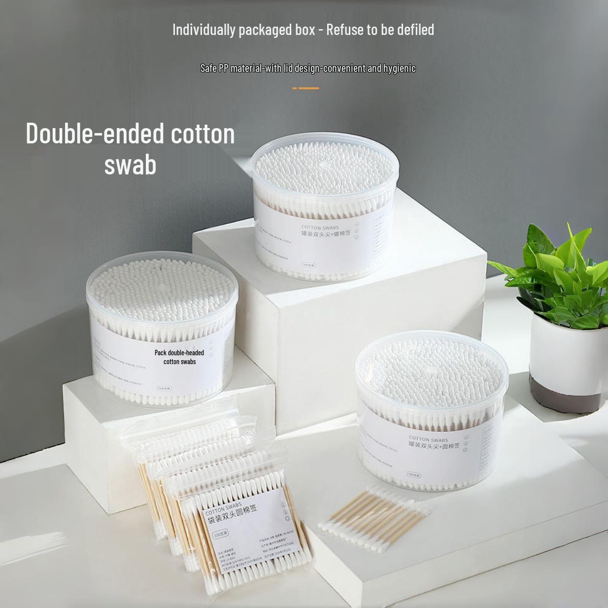 Boxed Double-Headed Cotton Swabs - Makeup, Earwax Removal & Baby Ear Cleaning Swabs 500 pcs (Pointed + Spiral)
