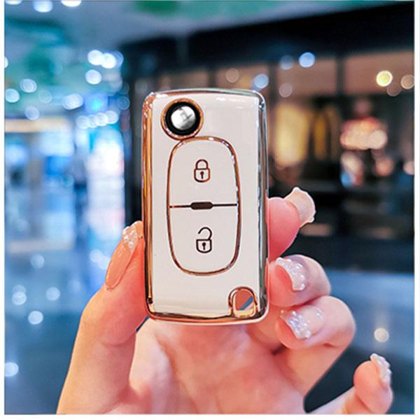 Plating Soft Tpu 2 Buttons Car Remote Key Case Cover For Citroen C2 C3 C4 C5 C6 C8 For Peugeot 107 207 307 307S 308 407 607