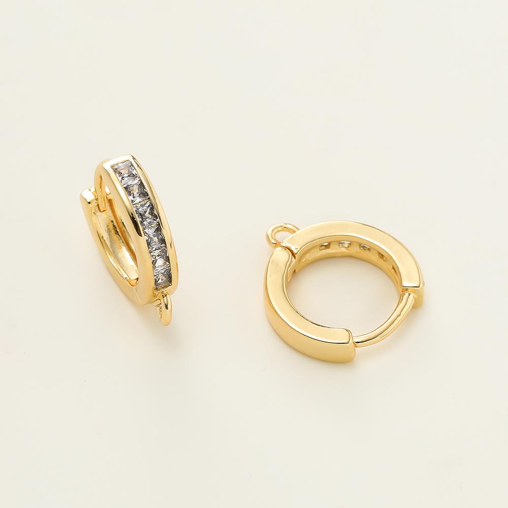2pcs/lot 6 Styles 18K Gold Color Plated Metal Copper Earring Hook Clasps With Zircon For Earrings Jewelry Making Accessories