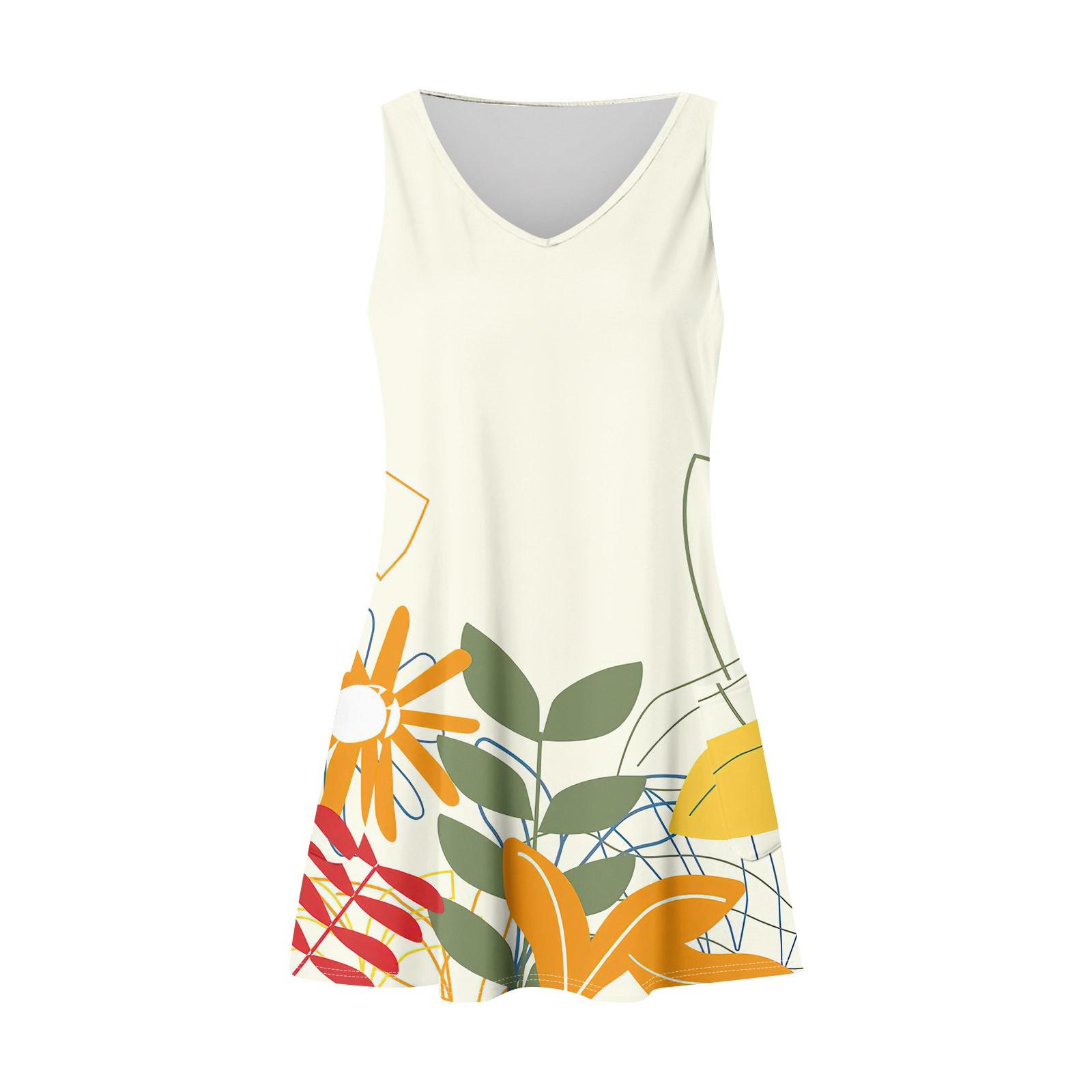 Женское повседневное платье с v-образным вырезом и цветочным принтом — фото 6