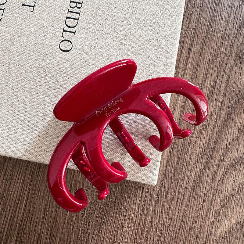Collezione Rossa Francese! Lettere con impugnatura grande Etichetta dorata Testa posteriore Updo Clip di squalo Accessori per capelli Copricapo Forcina Artiglio per capelli