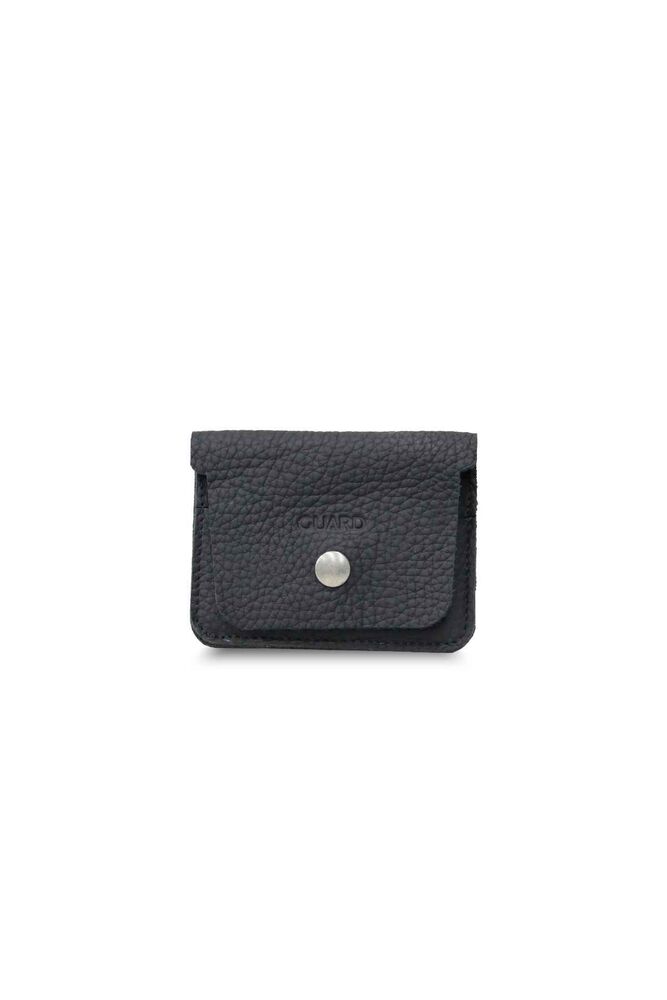 

Guard Black Mini Leather Card Holder with Paper Money Compartment