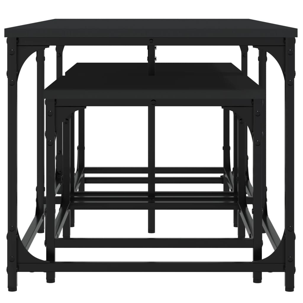  Coffee Tables, One Under the Other, 3 Pcs., Black