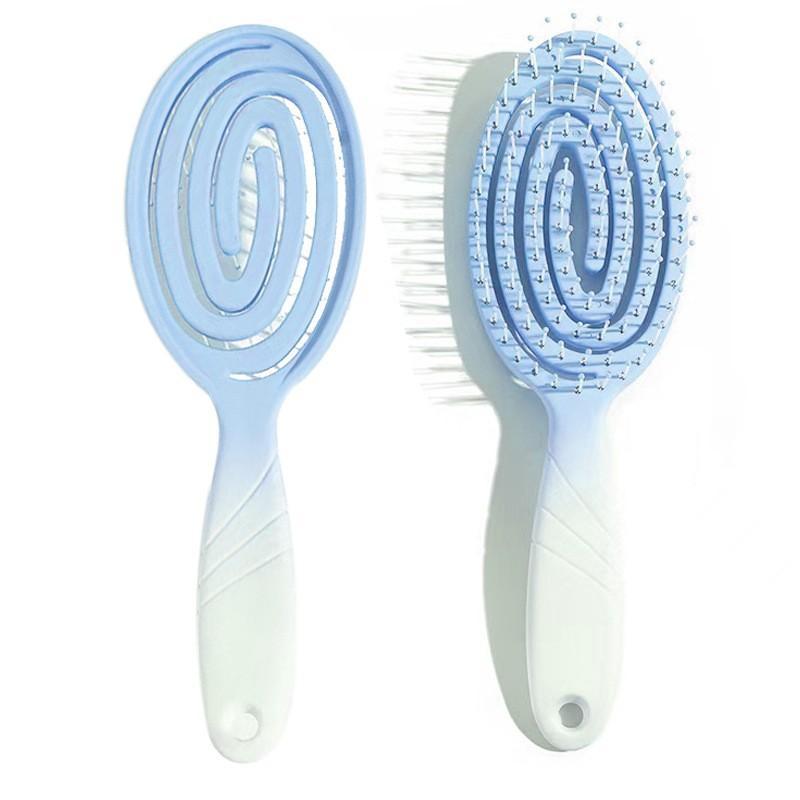 Eco Friendly Spiral Detangling Hair Brush Soft Massage Bristles Non Slip Handle For Curly Hair Styling Daily Use