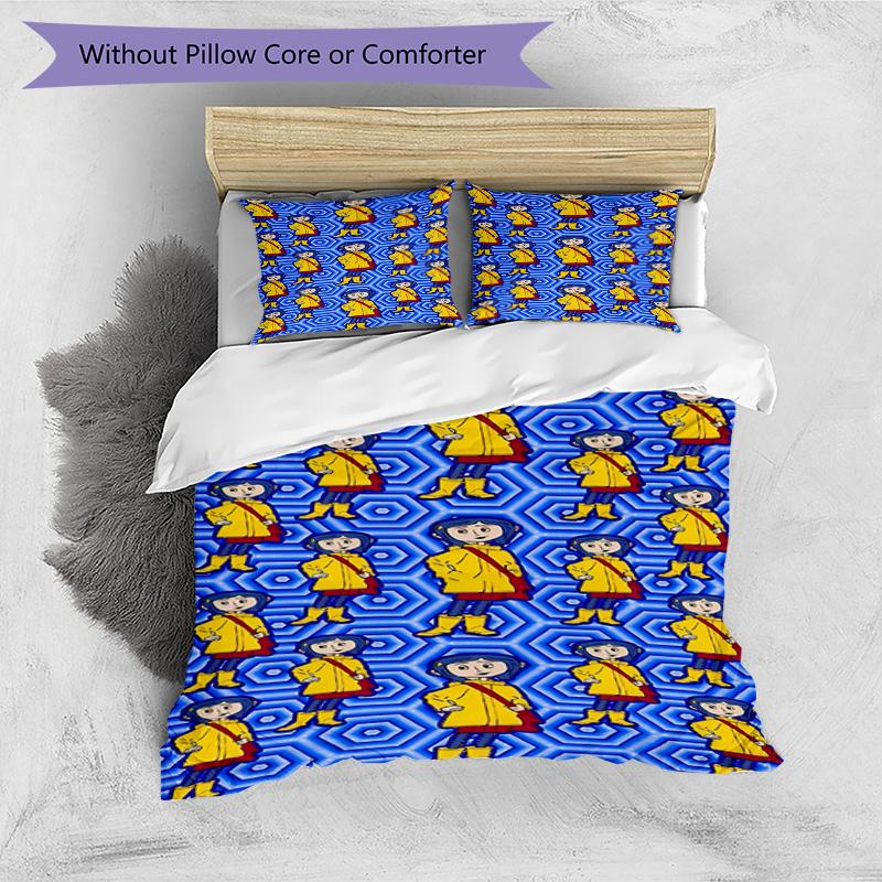 3pcs Duvet Cover Set (1*Duvet Cover + 2*Pillowcase, Without Core), Coraline Print Bedding Set, Bedroom Decor, All‑Season, Birthday Gift
