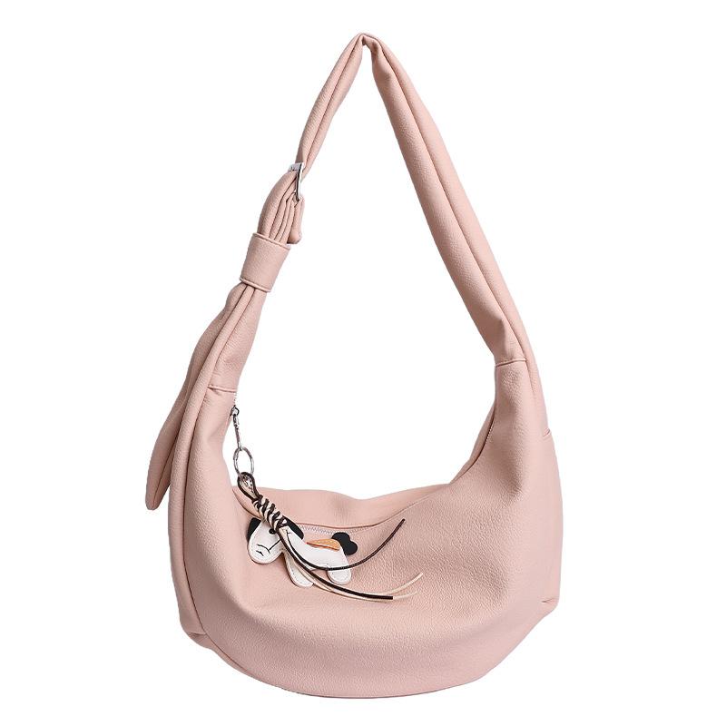 

Large-capacity casual tote dumpling bag women s 2026 spring new light luxury niche single shoulder underarm fraternity without pendant рожевий