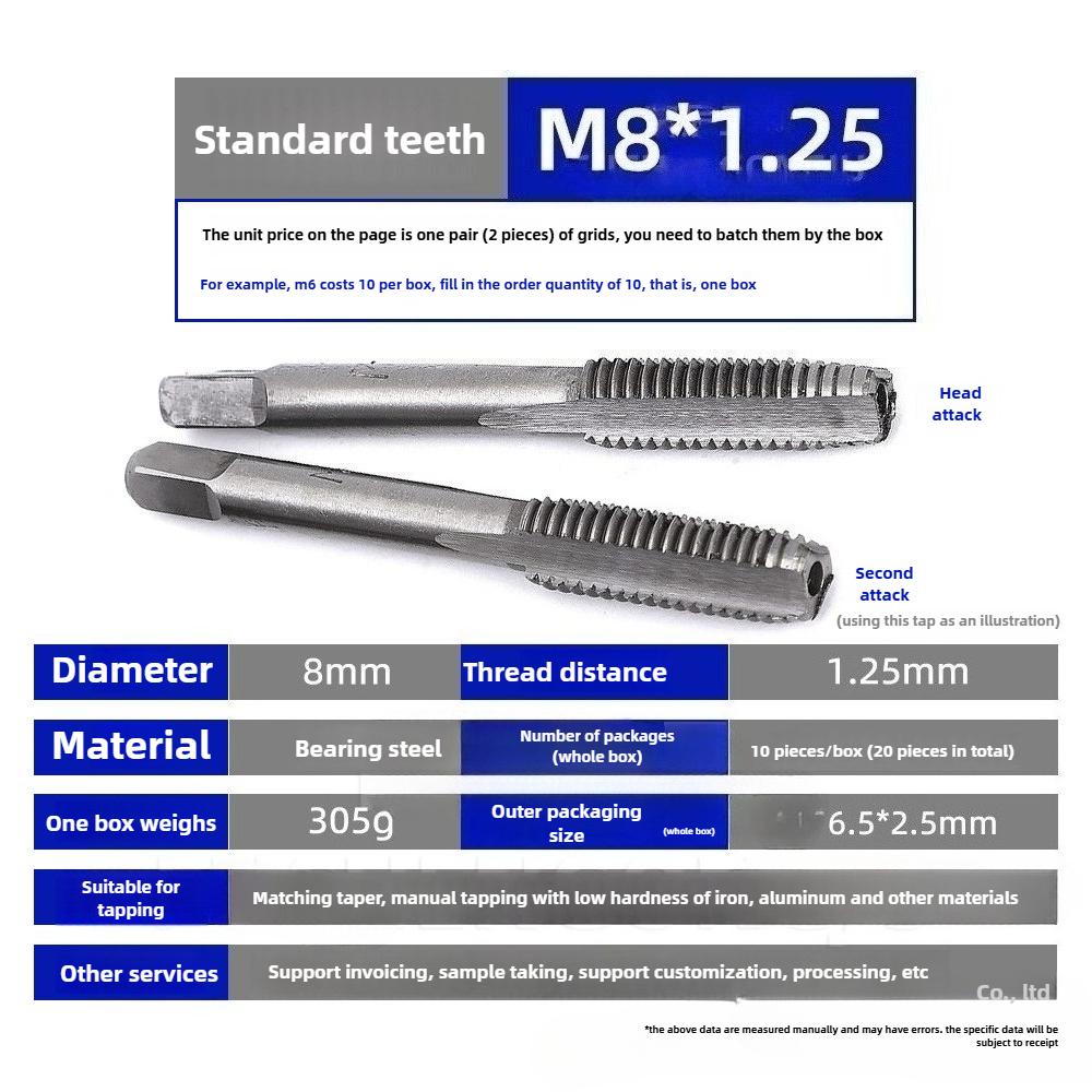 High Speed Steel Thread Tap Set M3-M24 Straight Fluted Hand Taps for DIY Woodworking Machinery