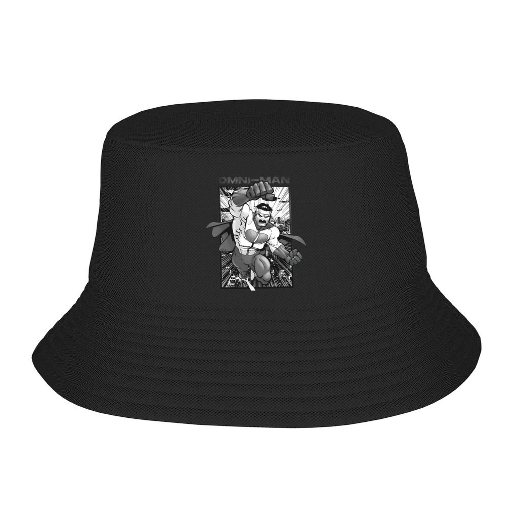 Invincible OmniUnisex Black and White Bucket Hat Beach Hatwear Accessories Fishing Hat for Girl Boonie Hat Lightweight