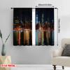 2pcs,2D Plane Printing Contemporary Curtains City Glow Versatile 100% Polyester (without Rod) Decorations For Home Use for