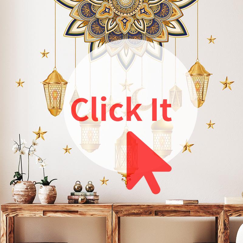 Eid Mubarak Mond Stern Laterne Wandaufkleber 2026 Ramadan Kareem Dekorationen Haus Wand Fenster Aufkleber Muslimische Islamische Partyzubehör