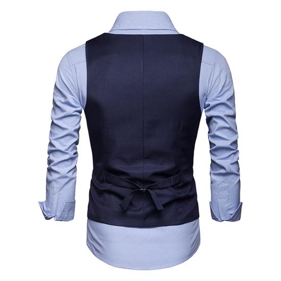 Men Suit Vest Formal Business Style Sleeveless V Neck Slim Fit Cardigan Single-breasted Solid Color Silky Fabric Pockets Groom Wedding Waistcoat