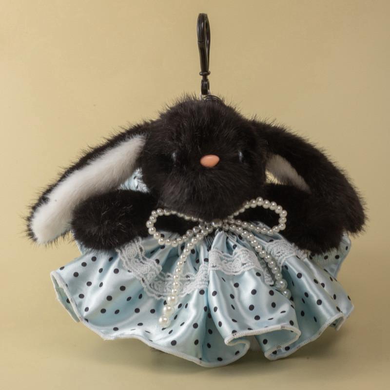 Cute Plush Bunny Bag Charm With Long Fur Material For Couples Gift