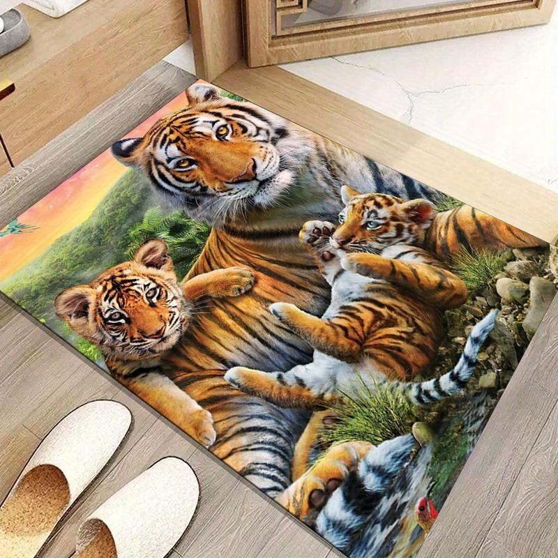 3D Tiger Animal Cartoon Large Carpet Rug for Home Living Room Bedroom Sofa Doormat Decor Play Area Rug Carpet Non-slip Floor Mat