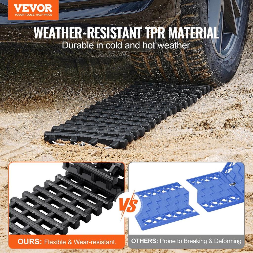 2PCS Traction Boards with TPR for Mud Snow Sand Storage Bags Short Black